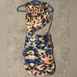 Zara Cut Out Mini Dress Tie-Dye Print